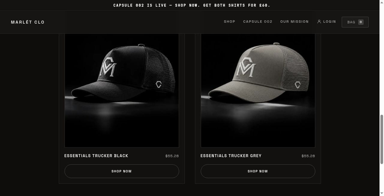 Capsule 001 Essentials — permanent collection on marletclo.com
